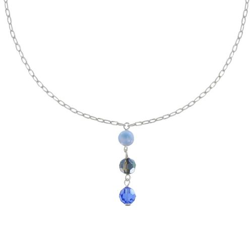 Collier Chaine Argent Perles Cristal Facetteés et Larimar - LES POULETTES BIJOUX - Modalova