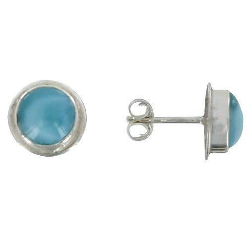 Boucles d'Oreilles Argent Cylindre Lisse de Larimar - LES POULETTES BIJOUX - Modalova