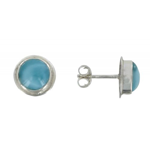 Boucles d'Oreilles Argent Cylindre Lisse de Larimar - LES POULETTES BIJOUX - Modalova