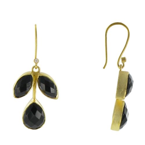 Boucles d'Oreilles Argent 925 Doré Crochet Tige de Feuilles en - LES POULETTES BIJOUX - Modalova