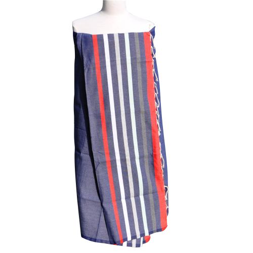 BIJOUX V Fouta Drap Plage et Hammam Coton Couleur Marine Rayé Rou - LES POULETTES - Modalova