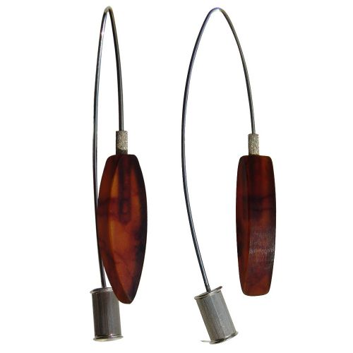 Boucles d'Oreilles Argent Rhodié et leurs Calissons d'Ambre Cog - LES POULETTES BIJOUX - Modalova