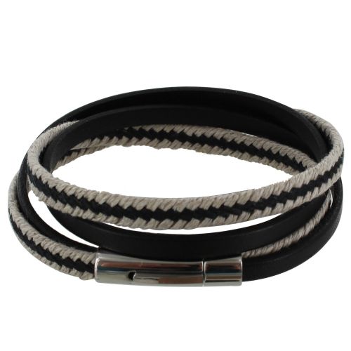 Bracelet Double Tour Cuir Tresse en Lin et Beige - LES POULETTES BIJOUX - Modalova