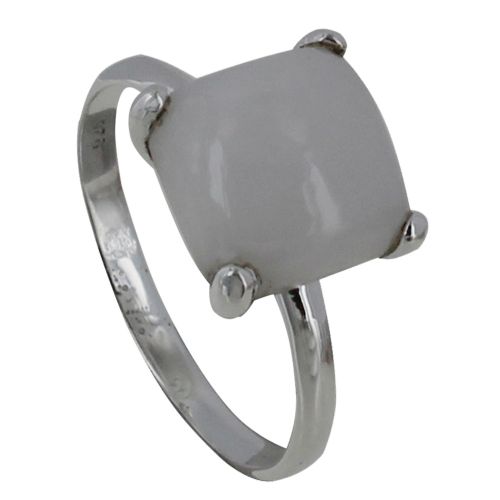 Bague Argent 925 Pavé Carré d'Agate Blanche - taille 52 - LES POULETTES BIJOUX - Modalova