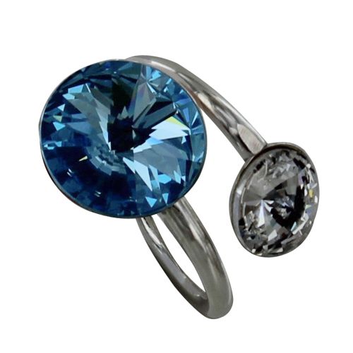 Bague Argent Orné de Cristal Ciel et Transparent - taille - LES POULETTES BIJOUX - Modalova