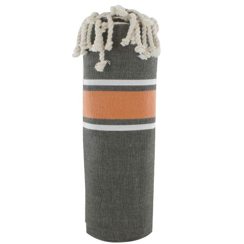 BIJOUX V Fouta Drap Plage et Hammam Coton Couleur Bandes Orange - LES POULETTES - Modalova