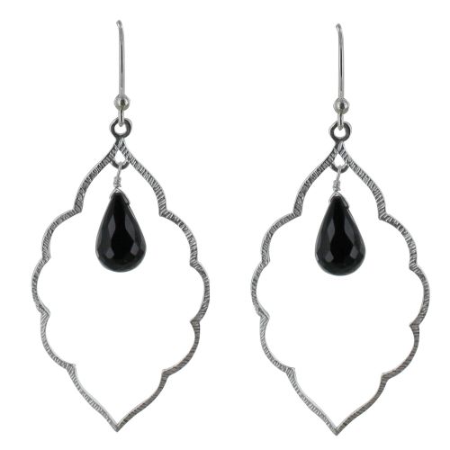 Boucles d'Oreilles Argent Nuage et Goutte d'Onyx Facettée - LES POULETTES BIJOUX - Modalova