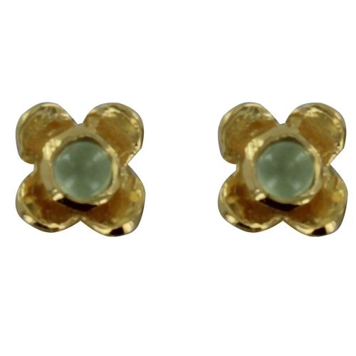 Boucles d'Oreilles Argent Doré Puces Petites Fleurs et Prehnite - LES POULETTES BIJOUX - Modalova
