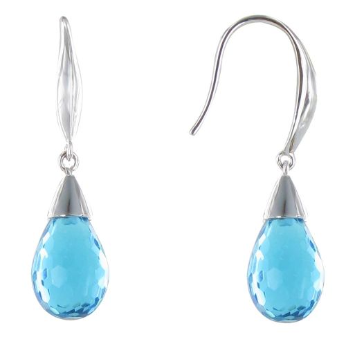 V Boucles d'Oreilles Argent Goutte de Zirconium Facettée Turquo - LES POULETTES BIJOUX - Modalova