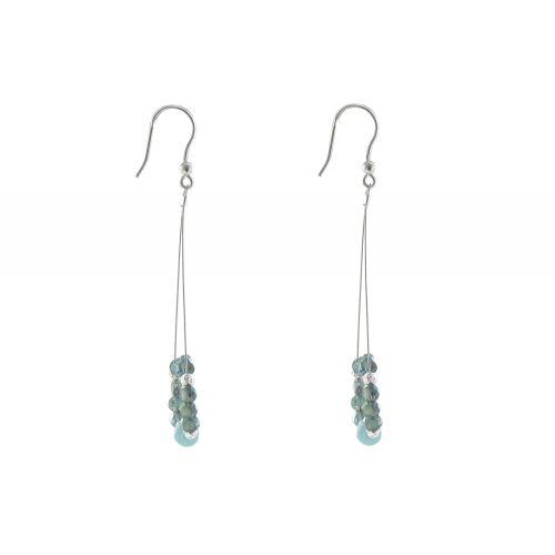 Boucles d'Oreilles Argent Anneaux de Perles de Verre et de Lari - LES POULETTES BIJOUX - Modalova