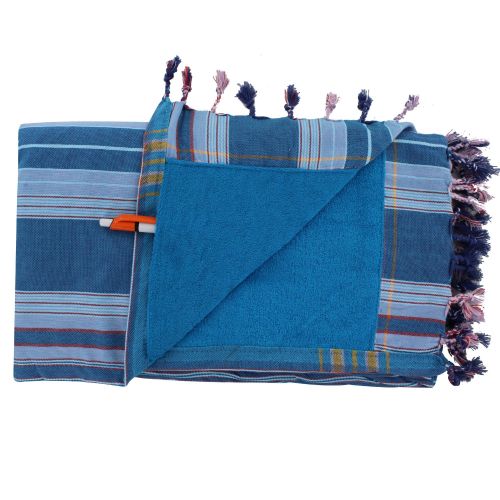 BIJOUX V Kikoy Serviette Plage Coton Couleur Vert Rayé Turquoise - LES POULETTES - Modalova