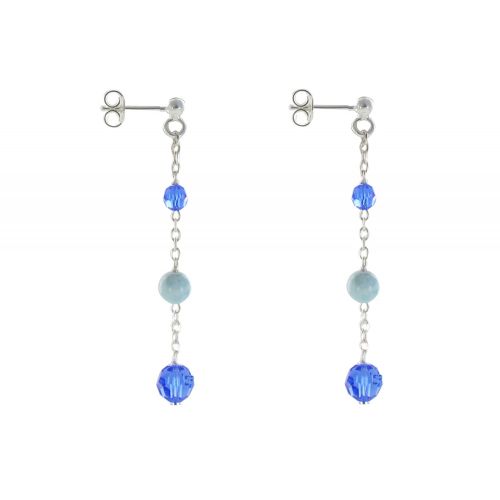 Boucles d'Oreilles Argent 2 Perles de Cristal et Perle de - LES POULETTES BIJOUX - Modalova