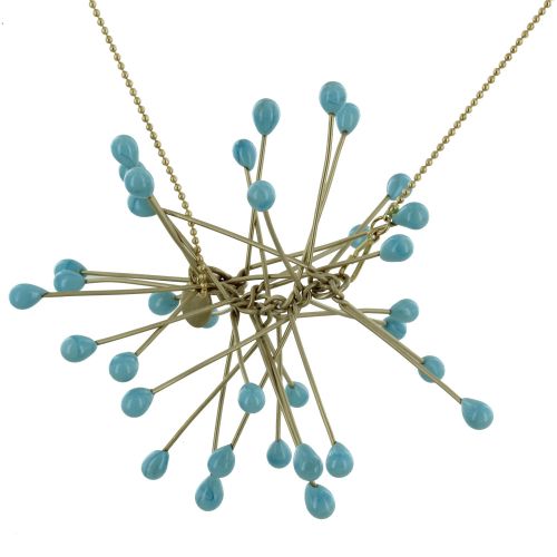 Collier Tiges en Laiton et Perles de Verre - Classics - Turquoi - LES POULETTES BIJOUX - Modalova