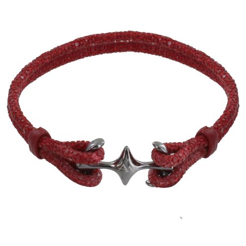 Bracelet Mixte en Argent 925 Rhodié Noir Double Ancre et Cuir - LES POULETTES BIJOUX - Modalova