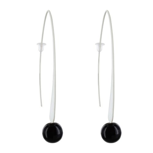 Boucles d'Oreilles Crochet Plat Métal Argenté et Perles Céramiq - LES POULETTES BIJOUX - Modalova