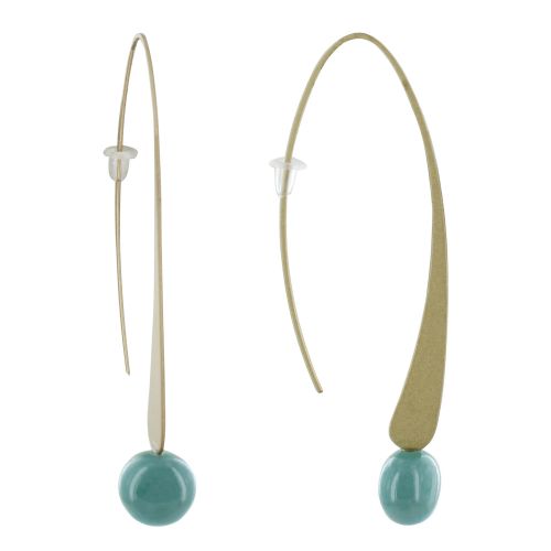Boucles d'Oreilles Crochet Plat Métal Doré et Perles Céramique - LES POULETTES BIJOUX - Modalova