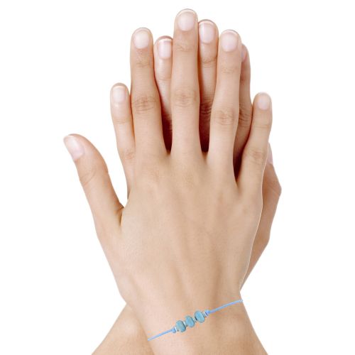 Bracelet Lien Synthétique 3 Rondelles de Larimar et Argent - Bl - LES POULETTES BIJOUX - Modalova