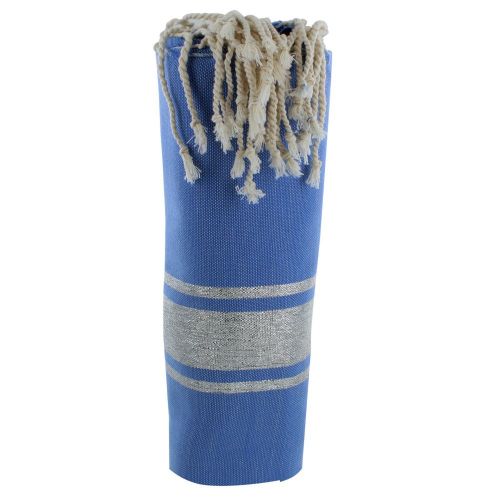 BIJOUX Fouta Drap Plage et Hammam Coton Foncé Rayé Lurex Argent 1 - LES POULETTES - Modalova