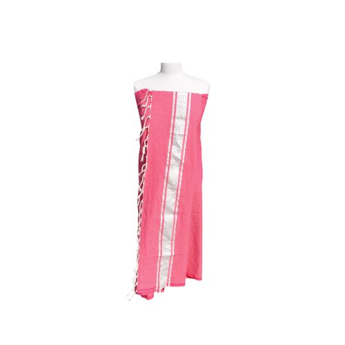 BIJOUX Fouta Drap Plage et Hammam Coton Fuchsia Rayé Lurex Argent 100 - LES POULETTES - Modalova