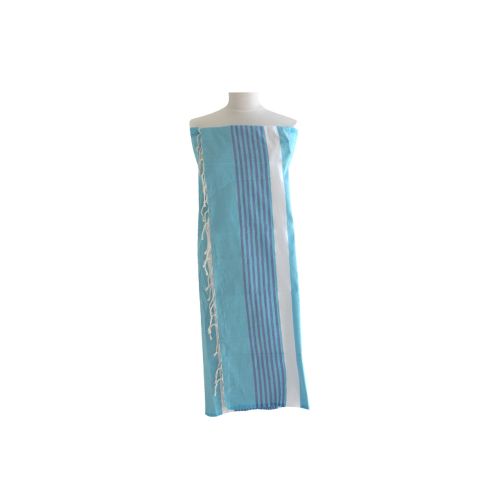 BIJOUX V Fouta Drap Plage et Hammam Coton Couleur Bande Blan - LES POULETTES - Modalova
