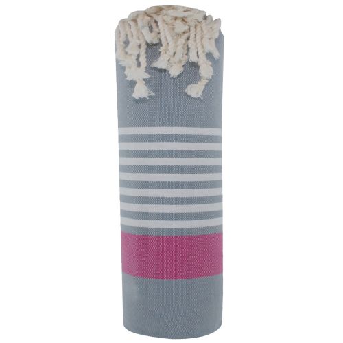 BIJOUX Fouta Drap Plage et Hammam Coton Couleur Foncé Bande Fuchs - LES POULETTES - Modalova