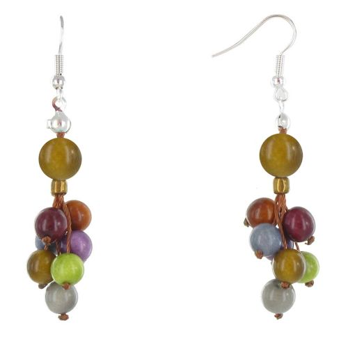 Boucles d'Oreilles Bouquet de Perles de Tagua Autom - LES POULETTES BIJOUX - Modalova