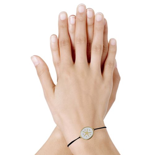 Bracelet Lien Médaille en Laiton Etoile émaillée Blanche - LES POULETTES BIJOUX - Modalova