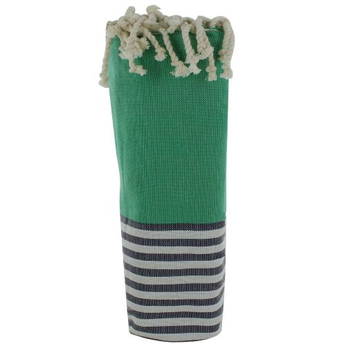BIJOUX Fouta Drap Plage et Hammam Coton Couleur Rayé Blanc et Ble - LES POULETTES - Modalova