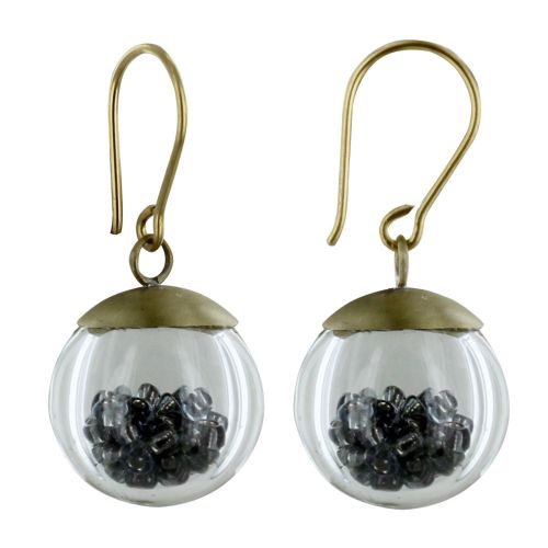 Boucles d'Oreilles Laiton Bulle Pâte de Verre et Perles - Class - LES POULETTES BIJOUX - Modalova