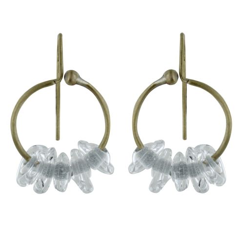 Boucles d'Oreilles Laiton Anneau et Petits Disques de Verre - C - LES POULETTES BIJOUX - Modalova