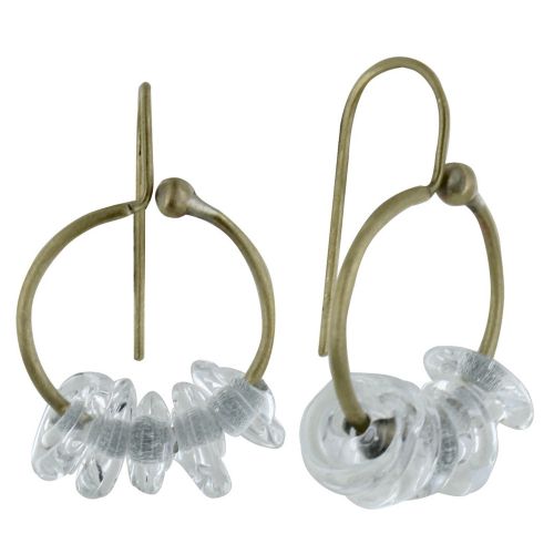 Boucles d'Oreilles Laiton Anneau et Petits Disques de Verre - C - LES POULETTES BIJOUX - Modalova