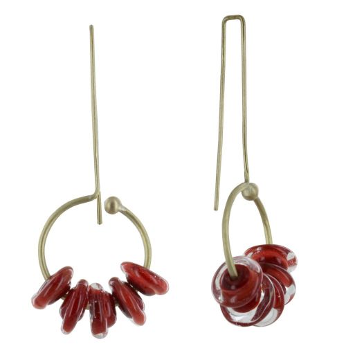 Boucles d'Oreilles Grand Crochet Laiton Anneau et Petits Disque - LES POULETTES BIJOUX - Modalova