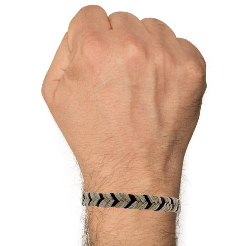 Bracelet Lin Tricolore Tressé Plat Fermoir Acier Inoxydab - LES POULETTES BIJOUX - Modalova