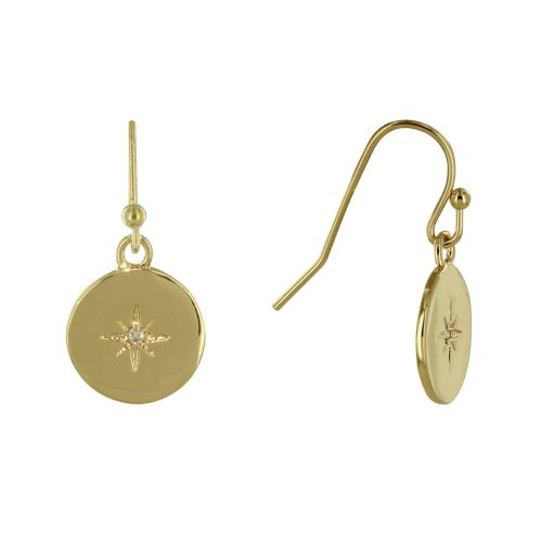 Boucles d'Oreilles Plaqué Médaille Ronde Etoile Polaire et S - LES POULETTES BIJOUX - Modalova