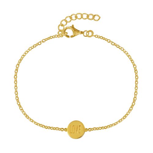 Bracelet Plaqué Médaille Ronde Love - LES POULETTES BIJOUX - Modalova