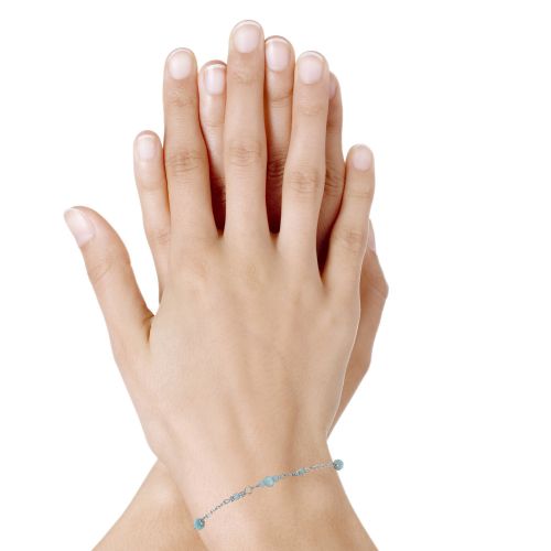 Bracelet Argent Rhodié Sept Petites Perles de Larimar Facettées - LES POULETTES BIJOUX - Modalova