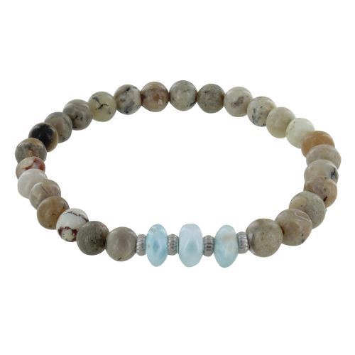 Bracelet Perles Opales Trois Anneaux de Larimar et Quatre - LES POULETTES BIJOUX - Modalova