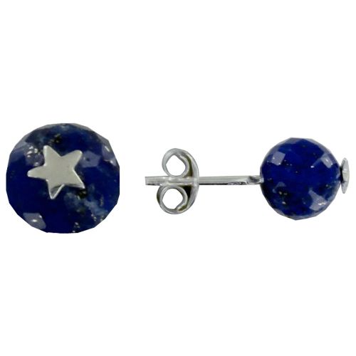 Boucles d'Oreilles Argent Etoile et Perle Facettée de Lapis Laz - LES POULETTES BIJOUX - Modalova