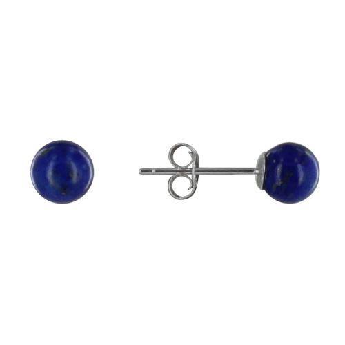 Boucles d'Oreilles Clou Argent 925 Rhodié et Perles de Lapis La - LES POULETTES BIJOUX - Modalova