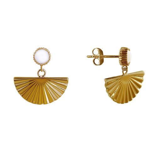 Boucles d'Oreilles Plaqué Or Perle et Eventail - LES POULETTES BIJOUX - Modalova