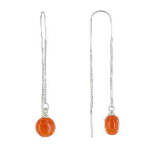 Boucles d'Oreilles Chainette Argent et Perle Céramique - LES POULETTES BIJOUX - Modalova