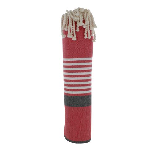 BIJOUX Grand Fouta Drap Plage et Hammam Coton Couleur Bande Noir - LES POULETTES - Modalova