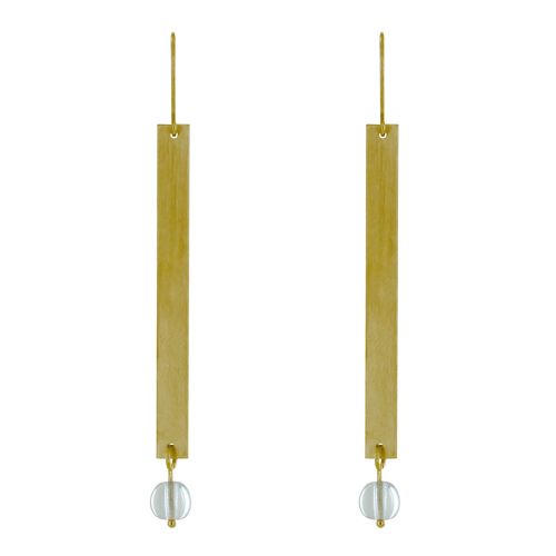 Boucles d'Oreilles Crochet Laiton Rectangle Plat et Perle de Ve - LES POULETTES BIJOUX - Modalova