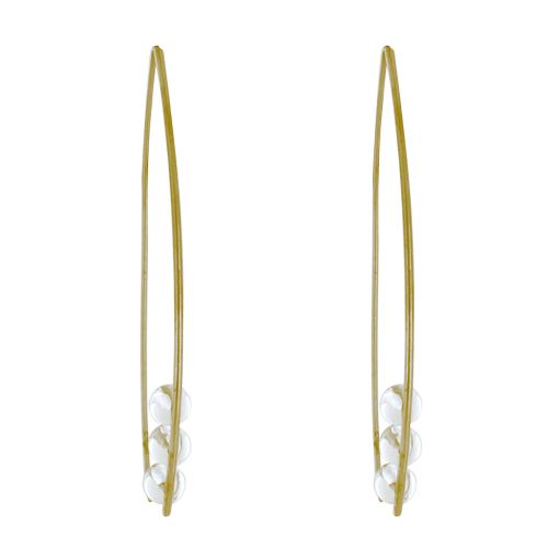 Boucles d'Oreilles Laiton Grand Crochet et Trois Perles de Verre - LES POULETTES BIJOUX - Modalova