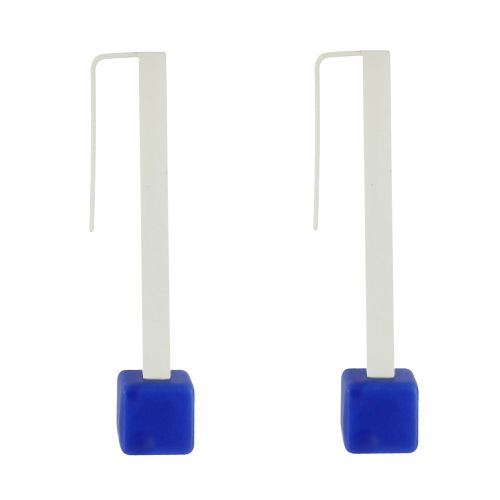 Boucles d'Oreilles Crochet Plat Métal Argenté et Cubes Céramiqu - LES POULETTES BIJOUX - Modalova