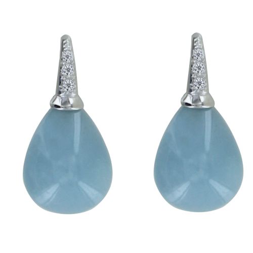 Boucles d'Oreilles Argent Dormeuse Poire Aigue Marine et Strass - LES POULETTES BIJOUX - Modalova