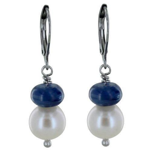 Boucles d'Oreilles Argent Rhodié Perle de Culture Blanche et An - LES POULETTES BIJOUX - Modalova