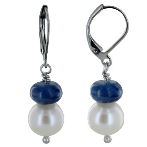 Boucles d'Oreilles Argent Rhodié Perle de Culture Blanche et An - LES POULETTES BIJOUX - Modalova