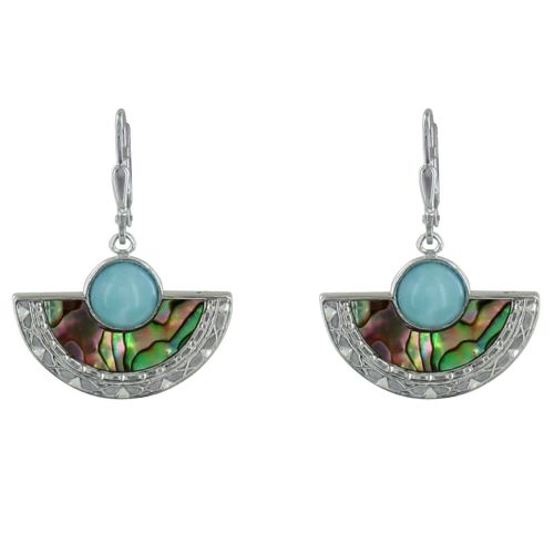 Boucles d'Oreilles Argent Eventail de Nacre Abalone et Perle de - LES POULETTES BIJOUX - Modalova
