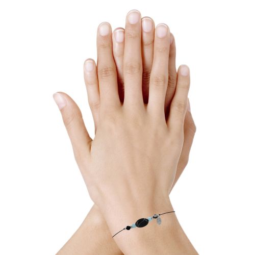Bracelet Lien Ovale et Perles Facettées d'Agate et Deux - LES POULETTES BIJOUX - Modalova